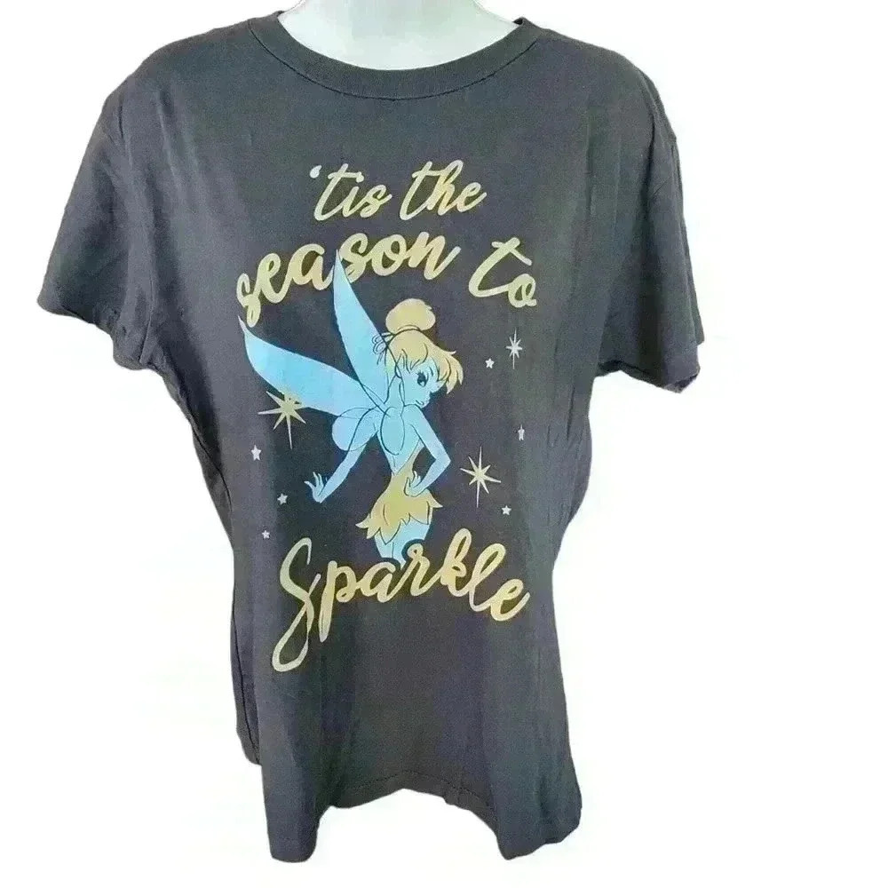 Disney Tinker Bell T-Shirt, Gray, Size L